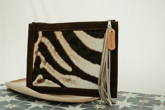 Genuine zebra clutch