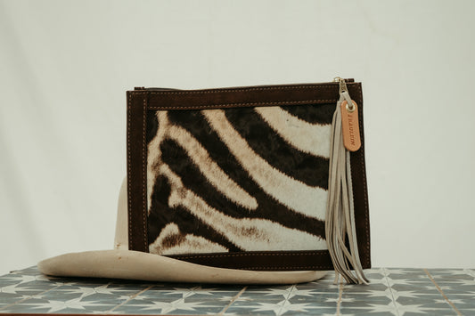 Genuine zebra clutch