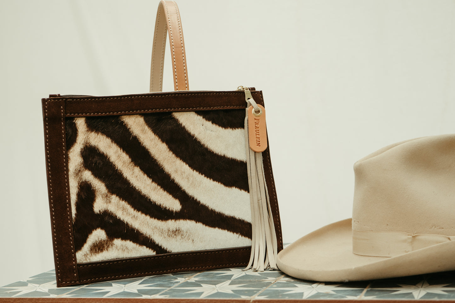 Genuine zebra clutch