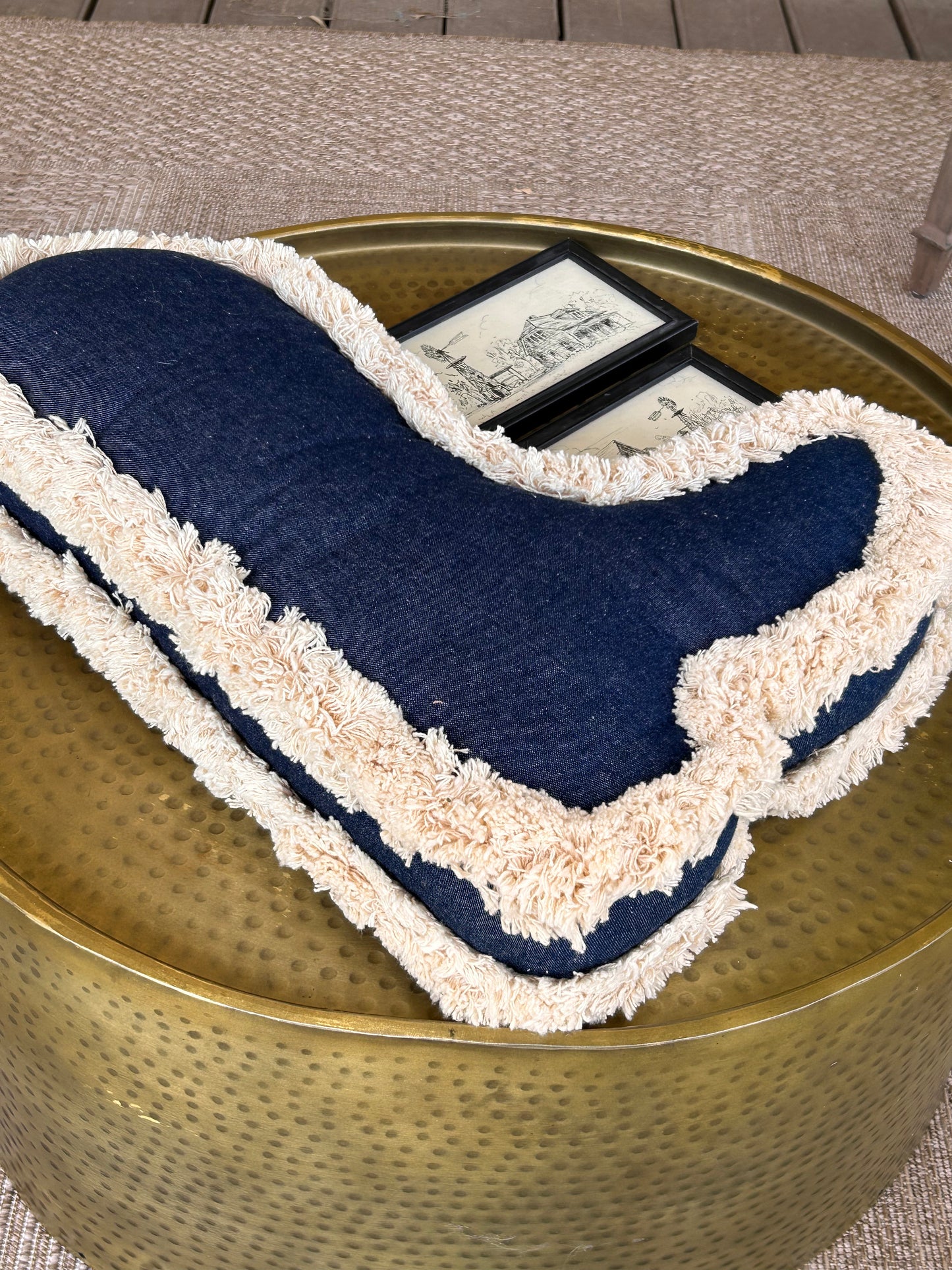 Denim boot pillow