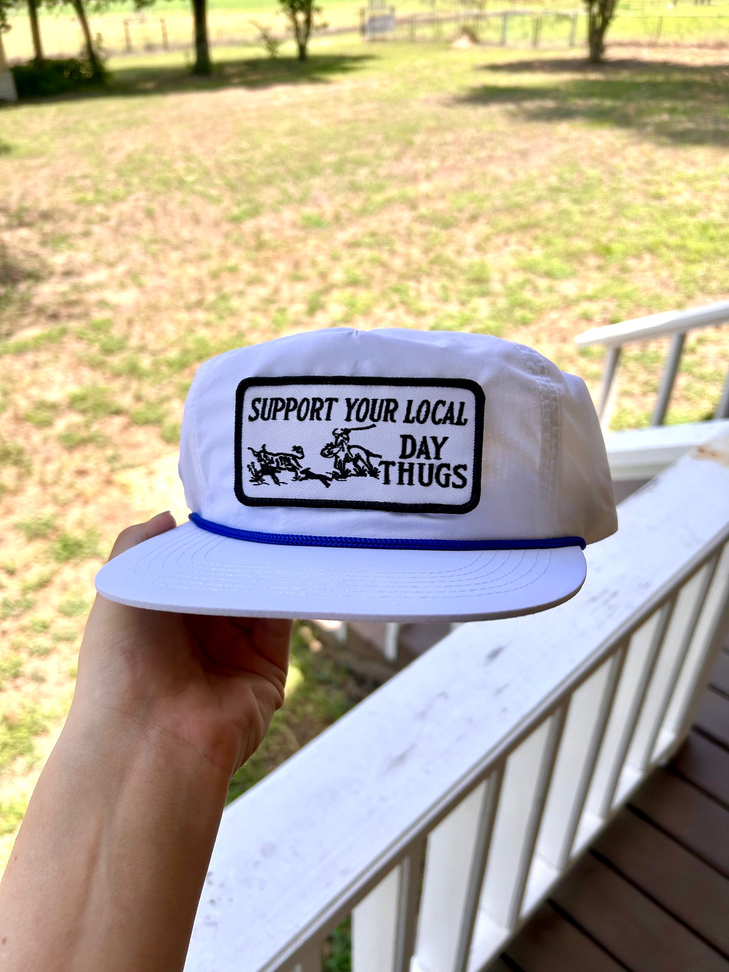 White and blue snapback