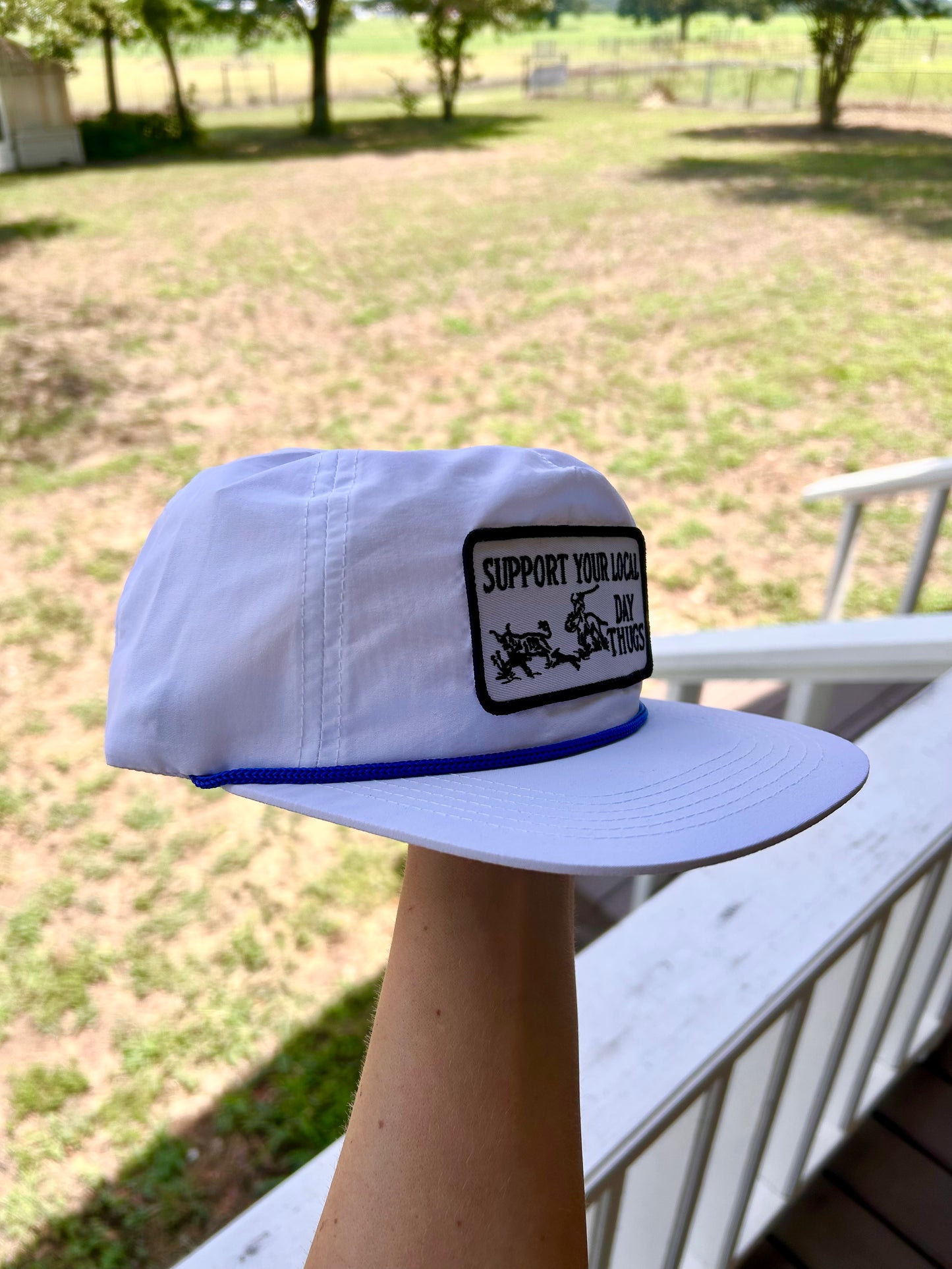 White and blue snapback