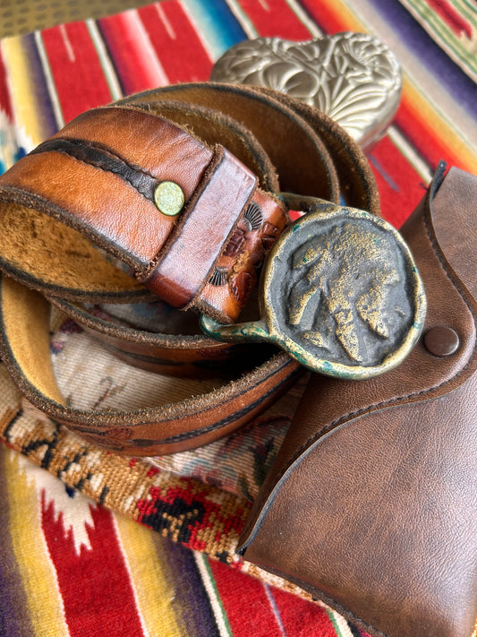 70's Brass buckle and belt